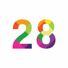 Colorful Number 28 vector design graphic symbol digit rainbow emblem icon graphic emblem