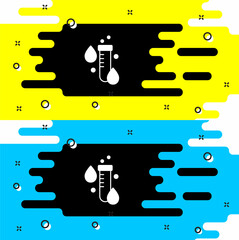 White Test tube with water drop icon isolated on black background. Vector