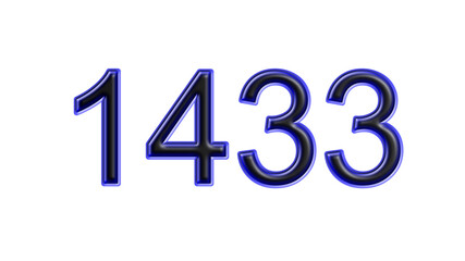 blue 1433 number 3d effect white background