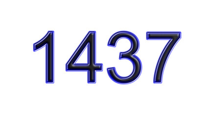 blue 1437 number 3d effect white background