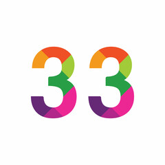 Colorful Number 33 vector design graphic symbol digit rainbow emblem icon graphic emblem