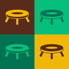 Pop art Jumping trampoline icon isolated on color background. Vector