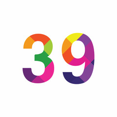 Colorful Number 39 vector design graphic symbol digit rainbow emblem icon graphic emblem