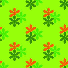 Floral pattern. Seamless vector. Green, orange. seamless pattern with flowers 