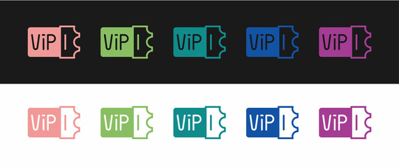 Set Train ticket icon isolated on black and white background. Travel by railway. Vector