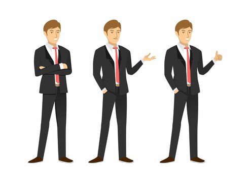 Set of young Businessman character design vector on white background