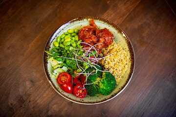 mouthwatering vegetarian dish on the table