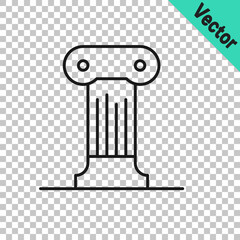 Black line Law pillar icon isolated on transparent background. Ancient column. Vector