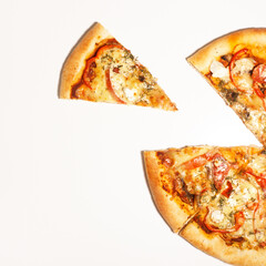 Pizza Margherita just mozzarella and tomato sauce with some fresh basil