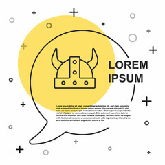 Black line Viking in horned helmet icon isolated on white background. Random dynamic shapes. Vector