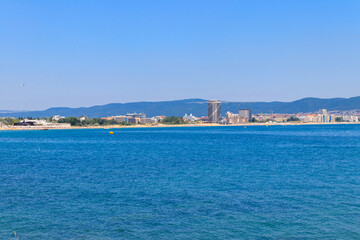 View of the Black sea and Sunny Beach resort in Bulgaria