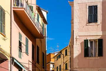 Fototapeta na wymiar facade of the old town of Sanremo, Liguria