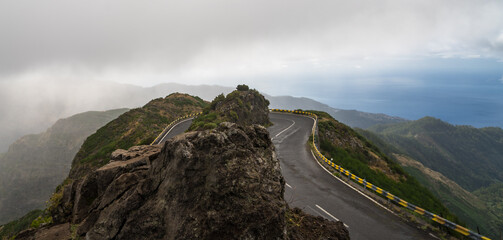 Serpentine and volcano rocks on the road in Paul da Serra, Madeira, Portugal