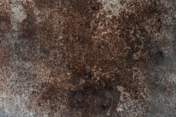 Rusted on surface of the old iron, Deterioration of the steel, Decay and grunge rough. Dark patina copper metal background texture. Vintage effect. ​Texture background