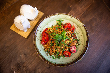 mouthwatering vegetarian dish on the table