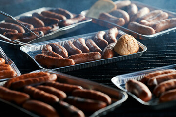 grilled sausages during the summer party