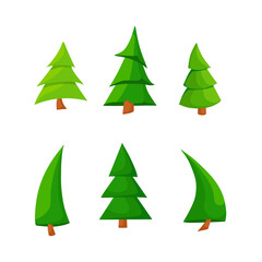 A set of Christmas trees. Vector cartoon illustration