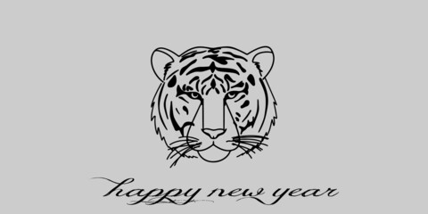 Happy  New Year 2022 festive Chinese translation Year of the tiger. Vector illustration.