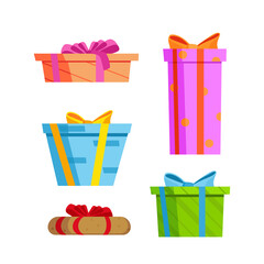 Christmas gift boxes. Vector cartoon illustration.