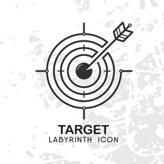 Target labyrinth icon with an arrow in the middle