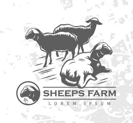 Obraz premium Sheeps farm sign. Premium logo