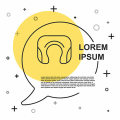 Black line Travel neck pillow icon isolated on white background. Pillow U-shaped. Random dynamic shapes. Vector