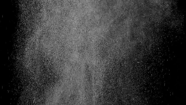 Pure raindrops wave flies swirling on black background