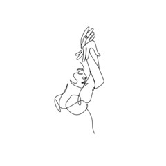 Modern ballet dancers Line art.  One line woman dancer ballet move. Creative concept of dances. A modern street dance