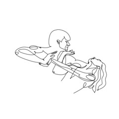 Modern ballet dancers Line art.  One line couple  dancer ballet move. Creative concept of dances. A modern street dance