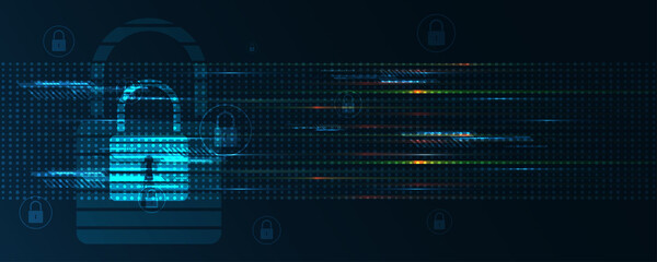 Obraz premium Padlock Security cyber digital concept Abstract technology background protect system innovation vector illustration