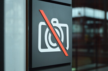 Close up of a sign prohibiting taking photos