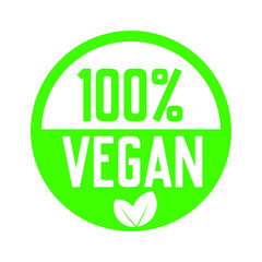 Fototapeta premium 100% vegan icon. vector in isolated stamp format. eps10
