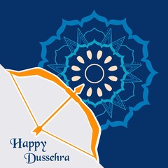 Happy Dussehra or Vijayadashmi, India's festival celebration design card. Bow or arrow of Rama illustration.