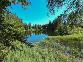 View of Vrbicke pleso in the village Demanovska dolina in the resort Jasna in Slovakia © Peter