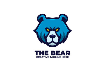 Blue Bear Mascot Character Logo