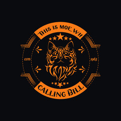Modern Cat T-shirt Design One Color