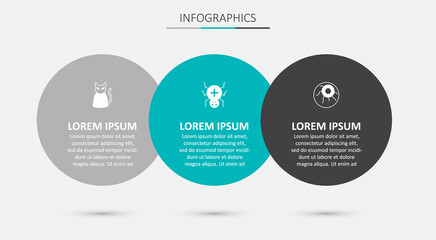 Set Spider, Black cat and Eye. Business infographic template. Vector