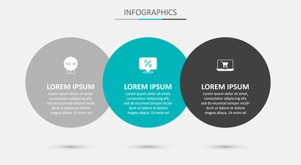 Set Discount percent tag, Price with New and Shopping cart on screen laptop. Business infographic template. Vector