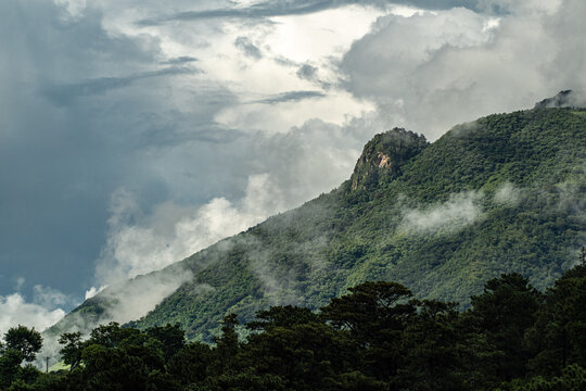 Cayaguanca Crag in the mountains of the north of Chalatenango, El Salvador, near the border with Honduras, Central America