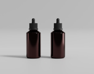 Realistic brown plastic bottle, madicine glass bottle