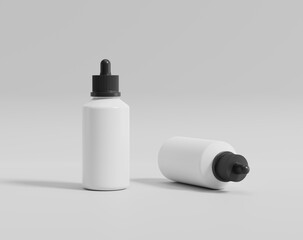 Realistic white plastic bottle, madicine glass bottle