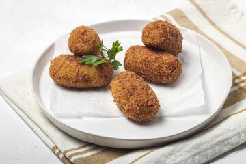 Homemade ham croquettes