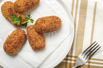 Homemade ham croquettes