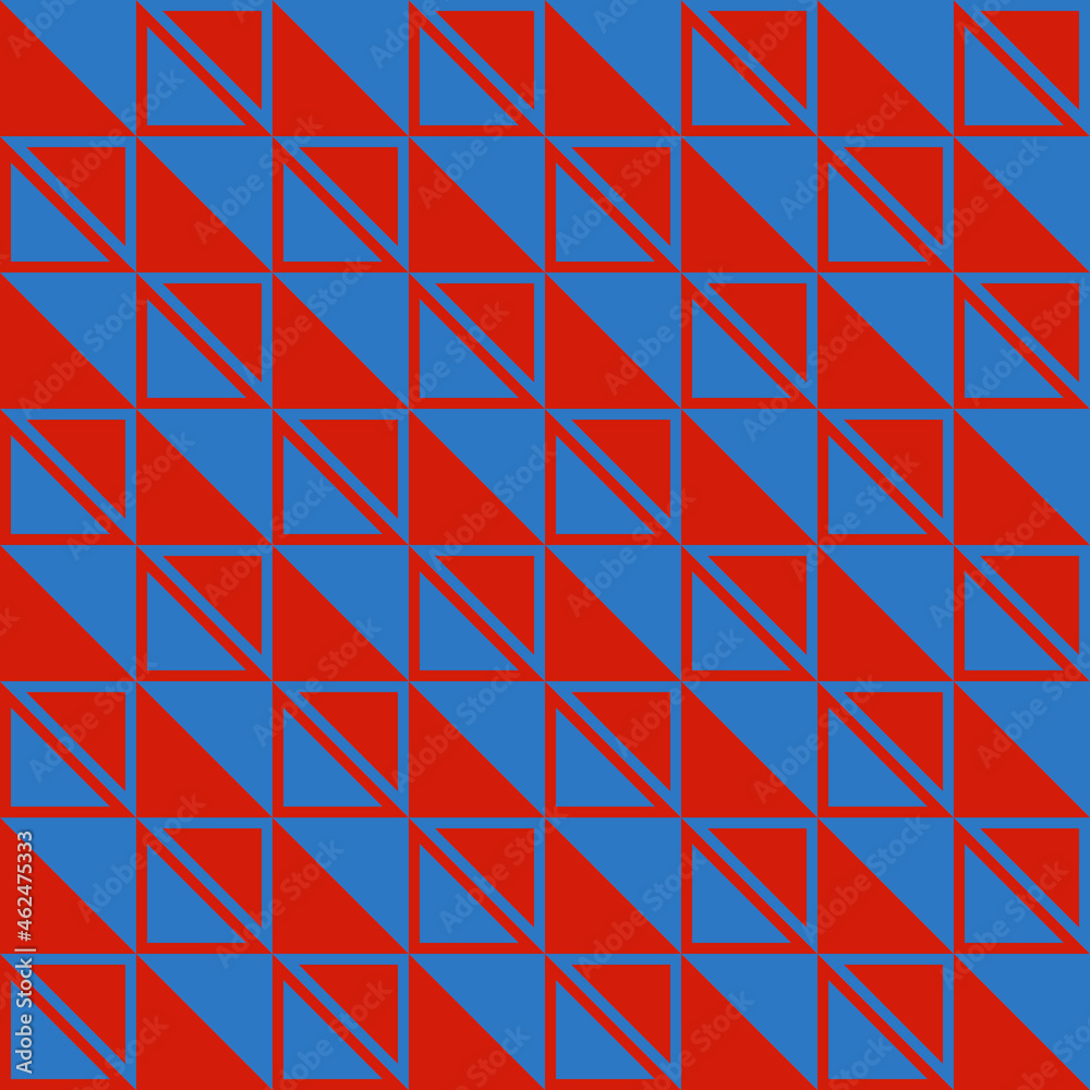 Poster Red and blue half tiles pattern. Vector repeated in one tile.