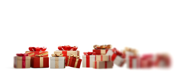 festive Christmas presents background 3d-illustration