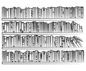 Bookcase on an isolated background. Sketch. Vector illustration.