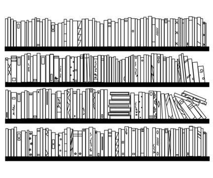 Bookcase on an isolated background. Sketch. Vector illustration.