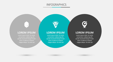 Set Slice of pizza, Lemon and Chicken leg. Business infographic template. Vector