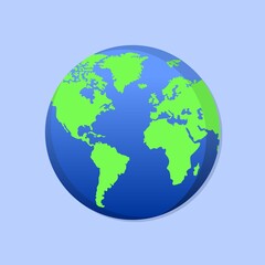 Globe world map on white background. Vector Illustration.