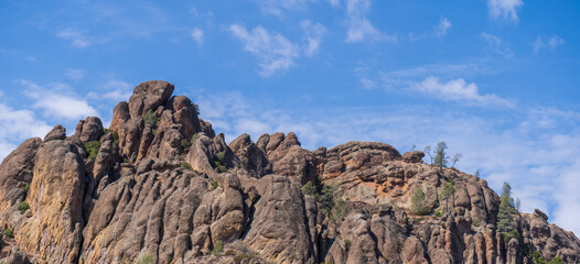 Pinnacles National Park, summer hike, beautiful rocks and landscape views of the valley